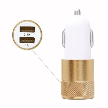 Guld USB bil cigarettändare Laddare Dubbla portar Ultrasnabb USB X2 billaddare 12-24V för TCL 30 V 5G