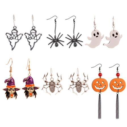 6 par Halloween-øreringe - Spøgelsesagtige/spøgelser/flagermus