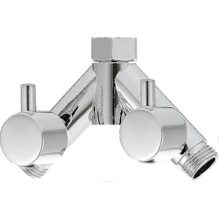 Messingomskifter Bruseafspærringsventil 2-vejs Y-splitter 1/2 tomme til bruseslange og brusehoved Krom Dsf014a