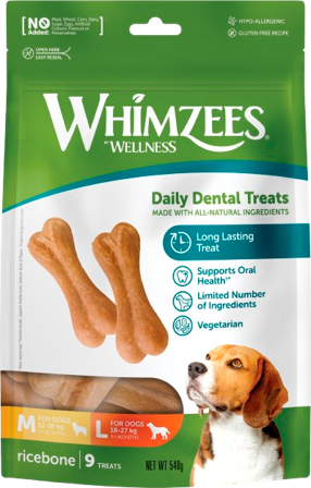 Whimzees - Ricebone Veggie 9 stk - Hund - Hundegodbiter & tyggebein - Dental tyggebein & tanntyggebein - ZOO.no