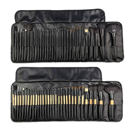 Makeup-borste set 32 olika makeup-borstar, mjukt läderfodral