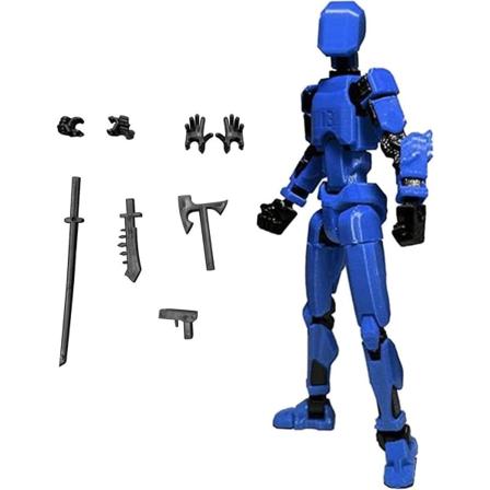 T13 Actionfigur, Titan 13 Actionfigur med 4 typer af våben og 3 typer af hænder, T13 3D-printet multi-leddet actionfigur[HK] - Blue-Black