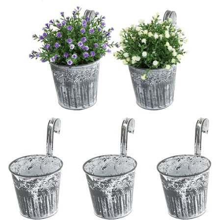 5 stk. Vintage Metal Jern Hængende Blomsterpotte til Hegn Balkon Gar
