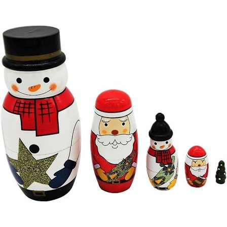 5 stk. Russiske dukker Interlacing træ russiske nesting dukker legetøj gave snemand