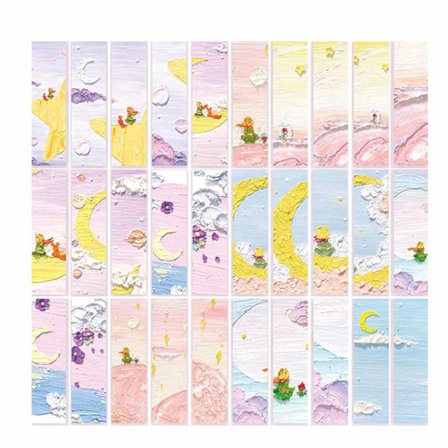 1 låda bokmärken tecknad tema papper kartong läsning spårning kort för klippbok sammanfattning planet tema