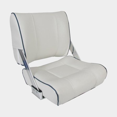 Skládací lodní sedačka ESM Deluxe, 45 x 44 x 52 cm, světle šedá s námořnicky modrými detaily