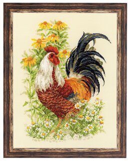 Broderipakke Bilde Hane blant blomster - Riolis