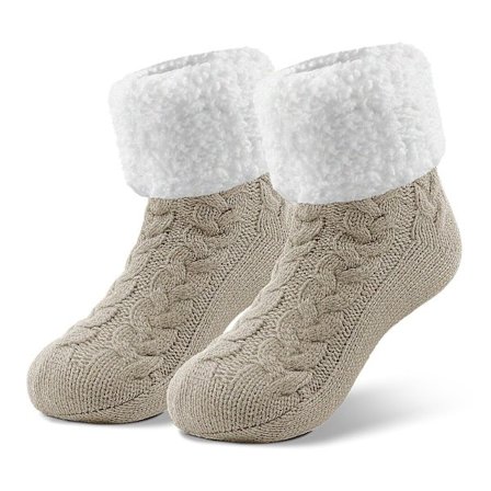Bløde sokker til kvinder, fluffy hjemmesokker, skridsikre sokker med stopper, vintersokker, julesokker, med ABS-sål og varme hyttesokker, 1 par