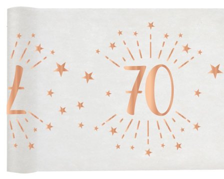 Duk (löpare) Vit & Roséguld 70 år, 30x500 cm