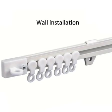 Självhäftande eller perforerad dubbelanvändningsgardinstång för tak- eller väggmontering, Nano tyst gardinskena för gardiner och skåp