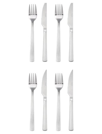 Aida Groovy Cutlery Steak Set 8 Pcs Comes In Gift Box - Silver - ONE SIZE