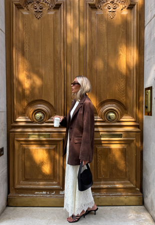 Emelie Olson X Bubbleroom - Faux Suede Jacket - Dark brown - Kläder Skinnjacka