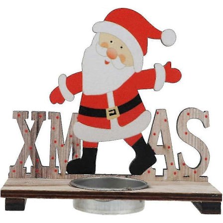 Kreativ Jul Tomte Trä Ljusstake Ljusstakar Värmeljushållare Skrivbordsdekor Jul Ljusstake