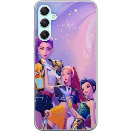 Kompatibelt Mobildeksel til Samsung Galaxy A34 Futuristiske popdamer i neonfarger med magiske detaljer mot en drømmeaktig galaksebakgrunn