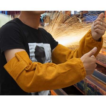 1 par læder varmebestandige svejsearmsmanchetter elastiske Wor