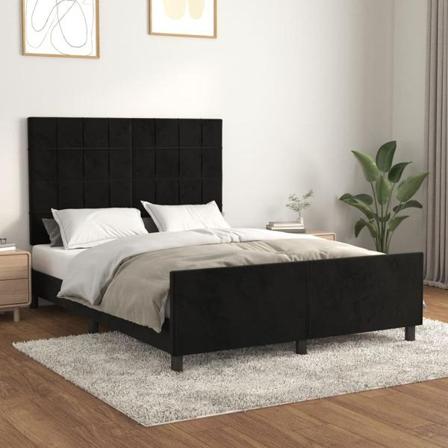 Vidaxl Sängram Med Huvudgavel Svart 140x200 Cm Sammet Svart