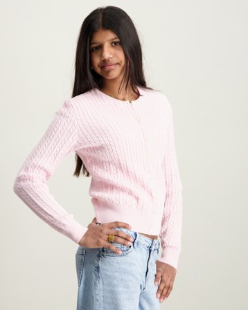 Polo Ralph Lauren Mini-Cable Cotton Cardigan Różowy Swetry Dziewczyna - Kids Brand Store