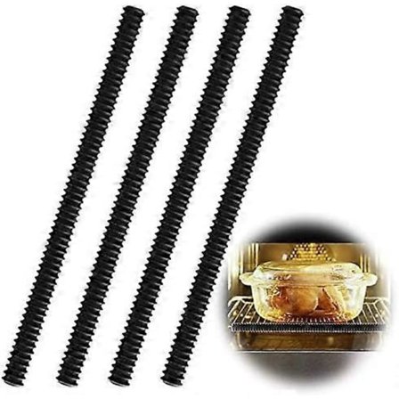 4-pakning Varmebestandige Silikon Ovnskjermer - Barnesikre Brødrister Beskyttelseskant - Forebygger Brannskader (Svart)