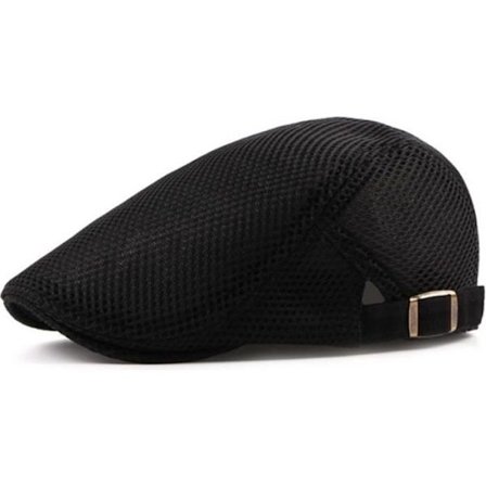 Svart Flat Cap for Menn - Duckbill - Newsboy Cabbie Golf Ivy Jakt Caps - Polyester