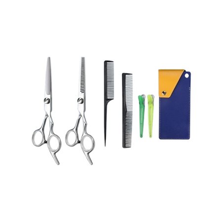 Justerbar Hårklippersæt: Professionel Hårklipper og Udtyndingssaks med Kamme, Klips og Etui
