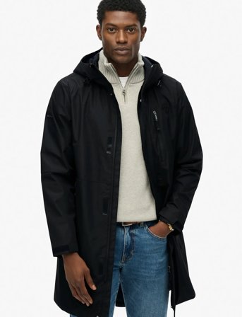 Superdry Sport Hooded Tech Fishtail Parka - Black - S