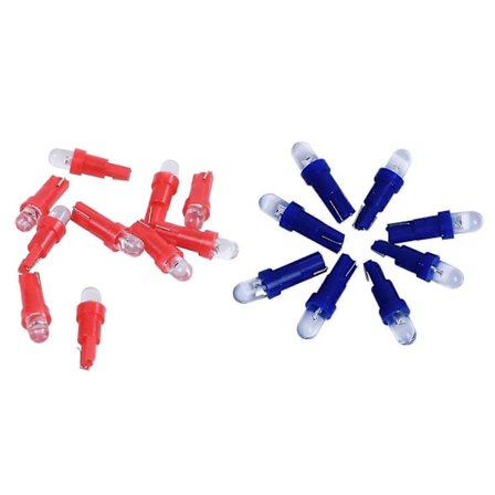 20 X Dc 12v Led Röd/blå Lampa Instrumentbräda T5 Lampa För Fordon