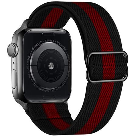 iWatch 7 Ny Elastisk Nylon Justerbar Vävd Apple-Rem Svart Röd 42mm44mm45mm Black Red