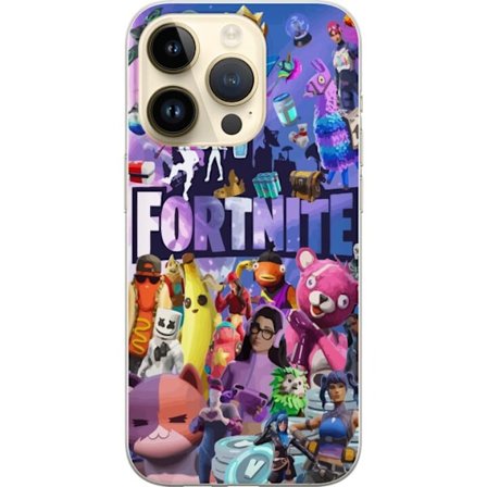 Kompatibel Mobilcover til Apple iPhone 15 Pro Fortnite kollage Victory Royale karakterer skins bytte farverig Fortnite gaming design