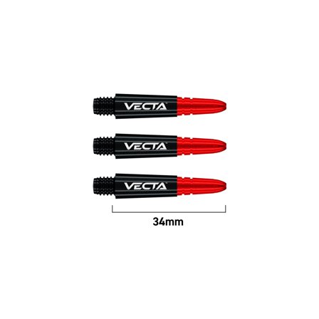 Ejes de dardos Winmau 2025 Vecta Negro/Rojo / Corta