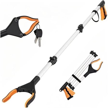 Gripeverktøy, 109 cm Ekstra Lang Sammenleggbar Plukkeopp Verktøy med 360° Roterende Kjeve & Magnet, Lett Mobilitetshjelpemiddel for Seniorer