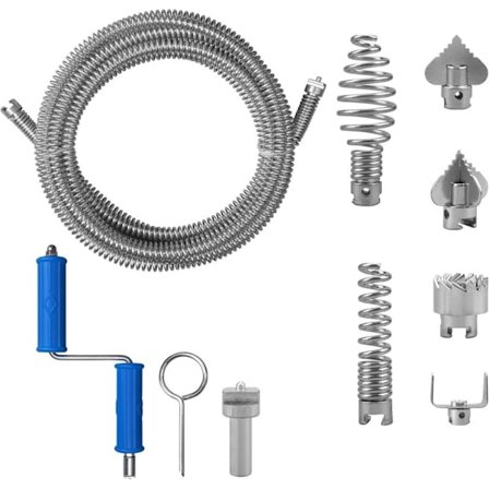 Avloppsrensare 5 Meter Diameter 12 mm, Professionell Rörläggarrensare med 8 Delar Muddringsrengöringsmedel Elektriska Adaptrar