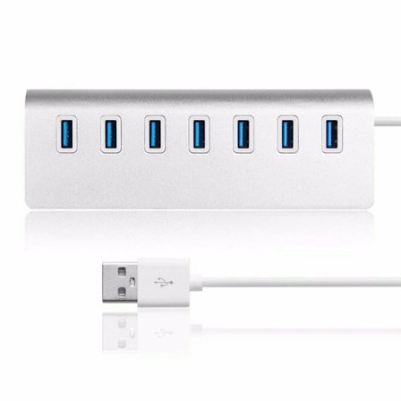 USB Hub 3.0 aktiv med strømforsyning - 7-ports fordeler - kompatibel med PC bærbar