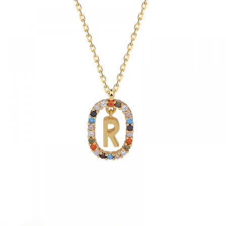 Halsband för kvinnor, flickor guldpläterat bokstavshalsband med bokstav R smyckesgåva fru årsdag födelsedag