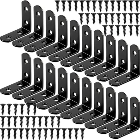 20 stk. Højre Vinkel Sort Monteringsbeslag L-Formet Beslag Vinkelbeslag 90 Grader Rustfrit Stål Metalbeslag 40*40mm