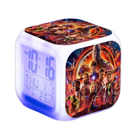 Marvel Avengers Trykt Digital Termometer Vekkerklokke 7 Farger Skiftende Superhelt Nattlys Sengelampe Hjemmedekorasjon Barn LekegaverBY B