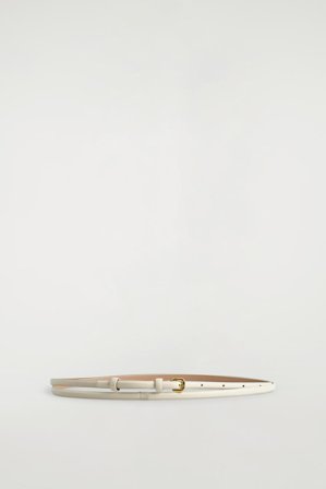 COS Women's Double-Wrap Skinny Leather Belt in White