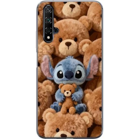 Kompatibel Mobilcover til Huawei nova 5T Stitch omgivet af brune teddybjørne med en lille teddybjørn i armene i en sød og hyggelig kawaii-design