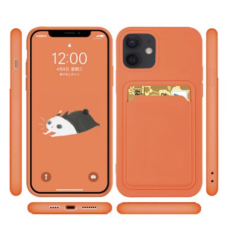 Iphone 11 - Praktiskt Stilrent Floveme Skal Med Korthållare Orange
