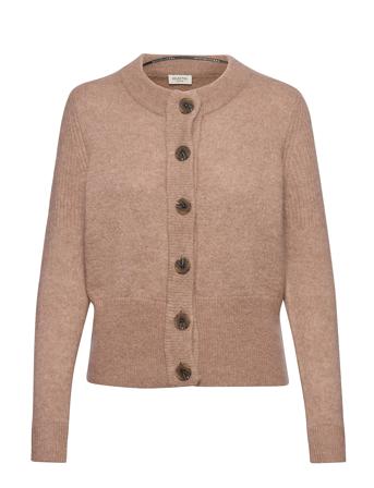 Slfsia Ls Knit Cardigan B Coll Strikket Trøje Cardigan Brun Selected Femme