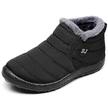Lett vintersko for menn, snøstøvler, vanntette vintersko, pluss størrelse 47, unisex svarte slip-on ankelstøvletter