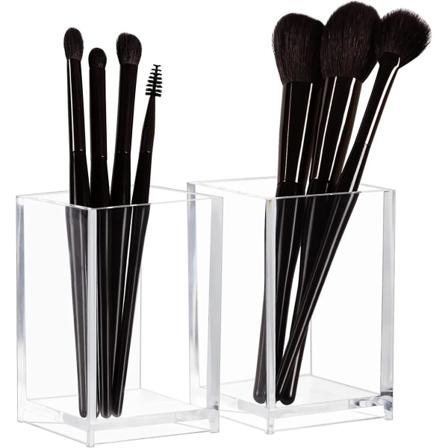 Gjennomsiktige sminkebørsteholdere - 2-pakning, akryl kosmetisk børste eyeliner Crday-gave