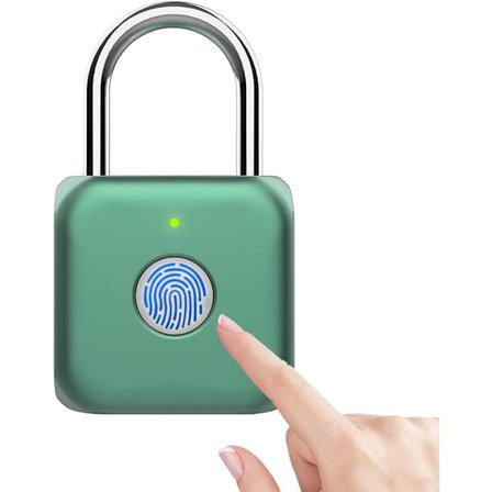 Mini Smart Fingeravtrykk Hengelås, Biometrisk Hengelås, Biometrisk Hengelås, for Gymskap, Skap, Lagringsenheter, Bagasje, Koffert (Grønn)