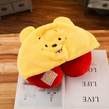 U-formad nackkudde med söt tecknad djur 2 i 1-mössa Bekväm resekudde Dekompression Flygplan