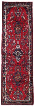 Alfombra Hamadan 104X340 De Pasillo Rojo Oscuro/Negro (Lana, Persia)