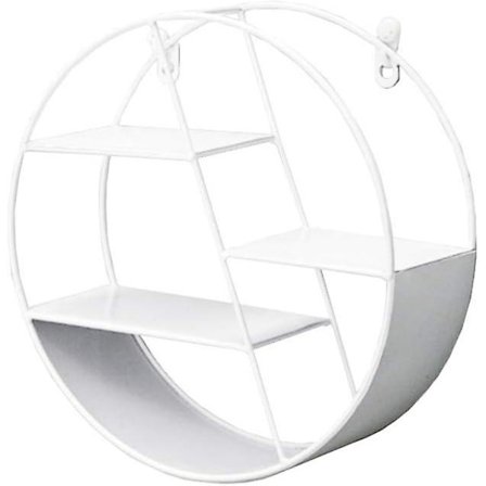 Metall flytande bokhylla rund väggmonterad flytande bokhylla bokhylla (vit)