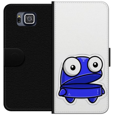 Kompatibel Tegnebogsetui til Samsung Samsung Galaxy Alpha Blå tegneseriefigur med åbent udtryk og store øjne i sjov illustration