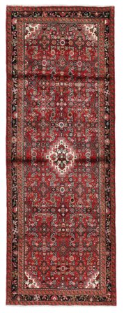 Håndknyttet Persisk Hosseinabad Teppe 122X342 Mørk Rød/Svart