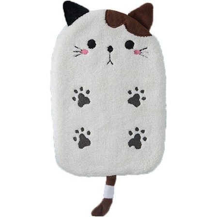 Vit Handduk med Cartoon Cat Broderi - Absorberande