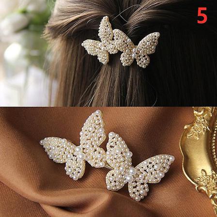 Rhinestone Alloy Hårnål Sido Bangs Clip Pearl Bow Feather Sprin
