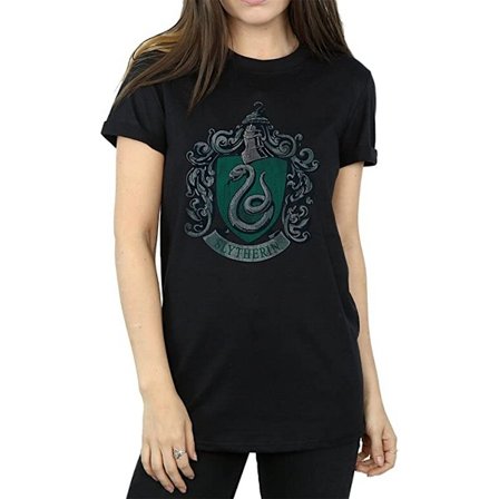 Harry Potter Dam/Kvinnor Slytherin Bomull Boyfriend T-Shirt X